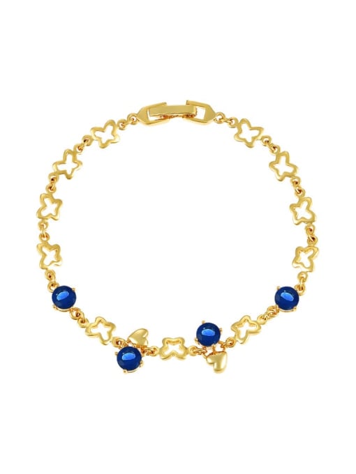 Sapphire blue Copper Alloy Rhinestone Heart Minimalist Bracelet