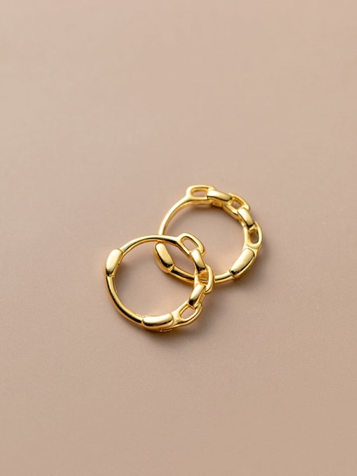 small gold 1.4cm 925 Sterling Silver Geometric Minimalist Hoop Earring