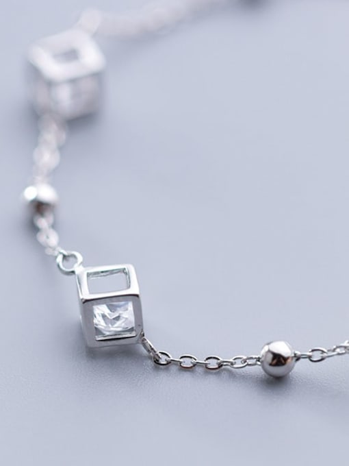 Rosh 925 Sterling Silver Minimalist Square  Cubic Zirconia   Bracelet 2