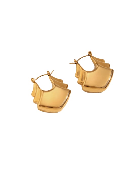 18K Gold Titanium Steel Geometric Hip Hop Huggie Earring