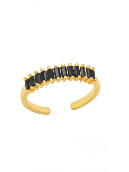 black Brass Cubic Zirconia Geometric Vintage Band Ring