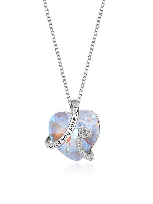 JYXZ 031 (gradient white) 925 Sterling Silver Austrian Crystal Heart Classic Necklace