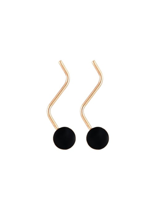 Rose gold plating Alloy Black Round Trend Drop Earring