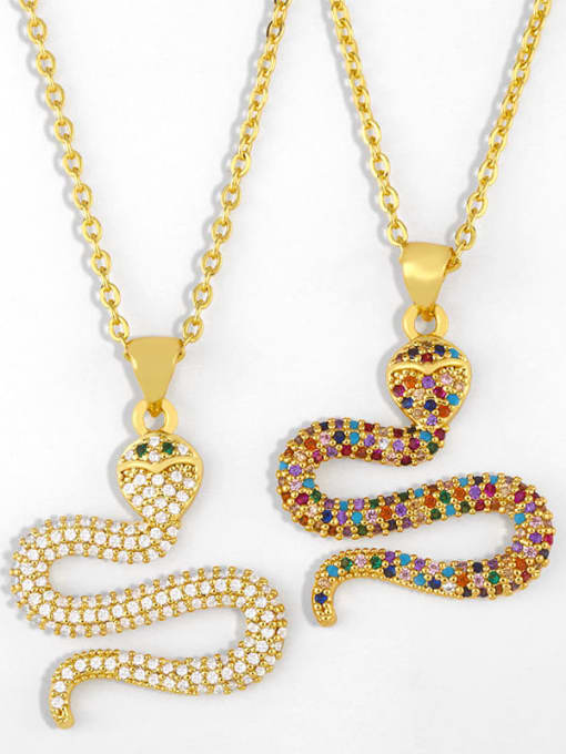 CC Brass Cubic Zirconia Snake Vintage  Pendant Necklace