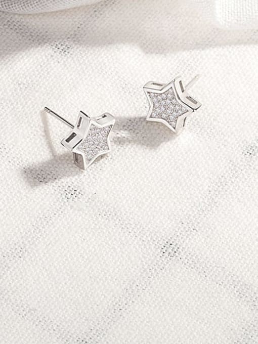 HAHN 925 Sterling Silver Cubic Zirconia Star Dainty Stud Earring 3