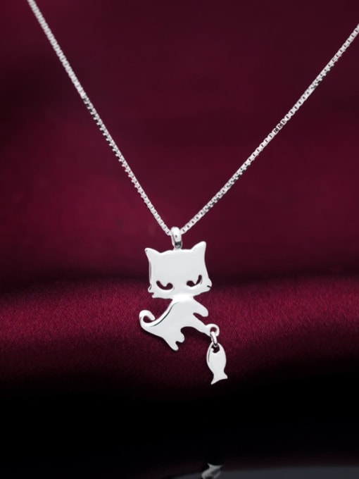 Rosh 925 Sterling Silver Cat Cute Necklace 2