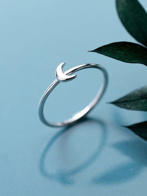 Rosh 925 Sterling Silver Smooth Moon Minimalist Band Ring 3