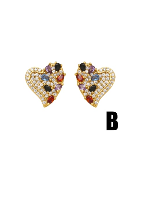 B Brass Cubic Zirconia Star Cute Stud Earring