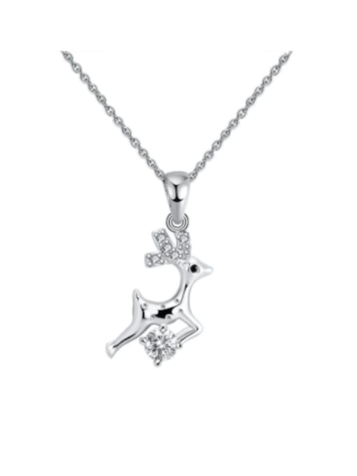 RINNTIN 925 Sterling Silver Cubic Zirconia Deer Minimalist Necklace 0