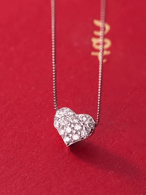 Rosh 925 Sterling Silver Cubic Zirconia Heart Dainty Necklace
