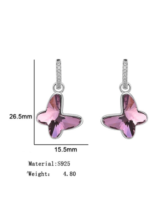 BC-Swarovski Elements 925 Sterling Silver Austrian Crystal Butterfly Classic Huggie Earring 4