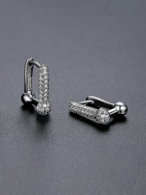 E23051906 Rh Brass Cubic Zirconia Geometric Luxury Huggie Earring