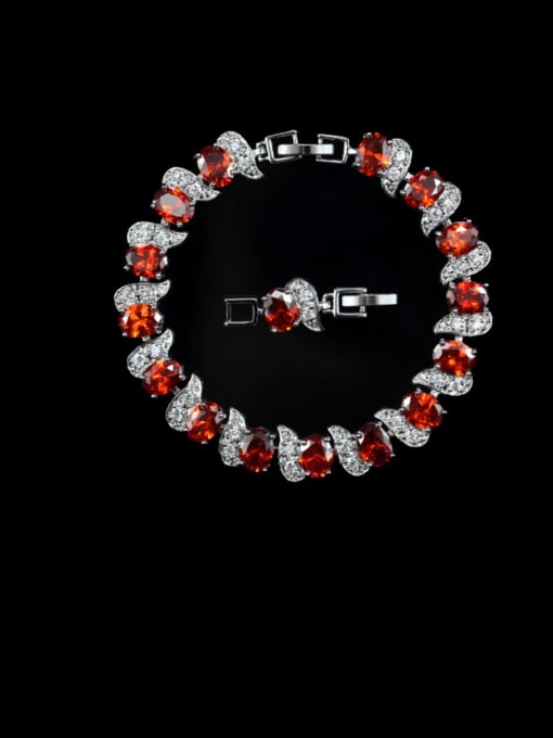 red Brass Cubic Zirconia Geometric Luxury Bracelet