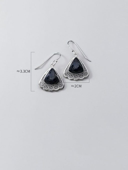 Rosh 925 Sterling Silver Resin Black Triangle Vintage Hook Earring 2