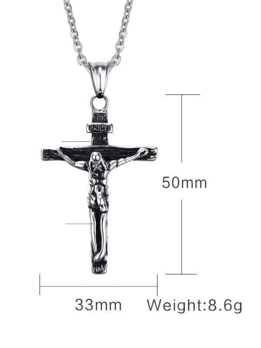 Black steel color 2.4mm50cm O-chain Stainless steel Rhinestone Cross Vintage Regligious Necklace