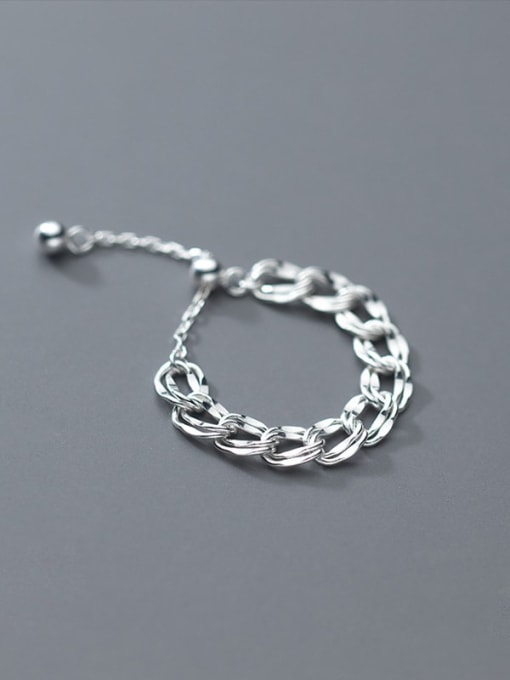 Rosh 925 Sterling Silver Hollow Geometric Chain Minimalist Band Ring 2