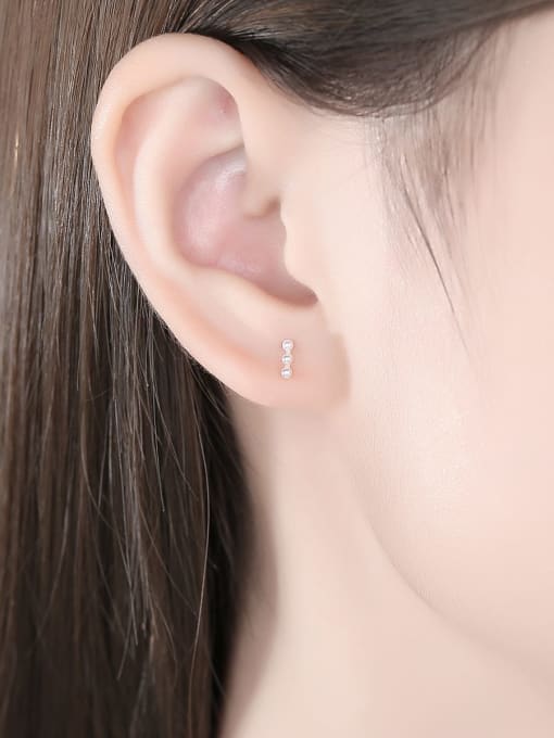 CCUI 925 Sterling Silver Imitation Pearl Geometric Minimalist Stud Earring 1