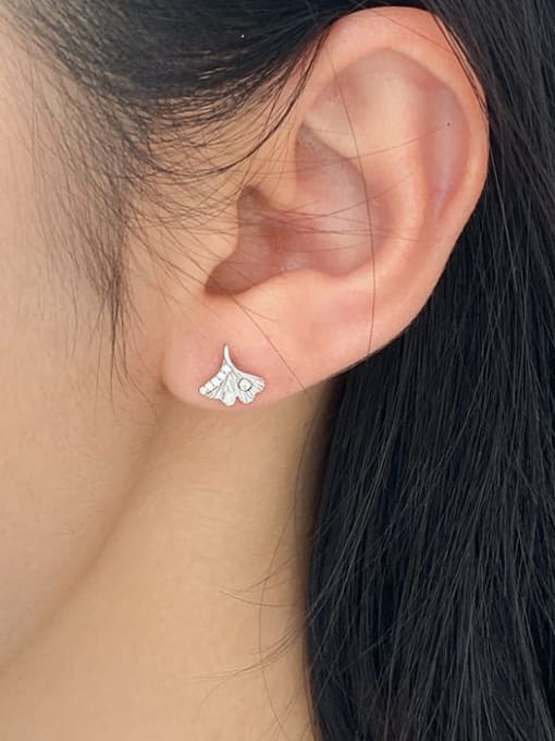 Rosh 925 Sterling Silver Leaf Minimalist Stud Earring 1