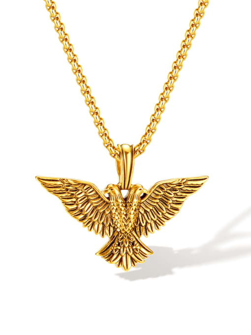 GX2362 Gold Pendant + Chain 4mm*70cm Stainless steel Owl Hip Hop Necklace