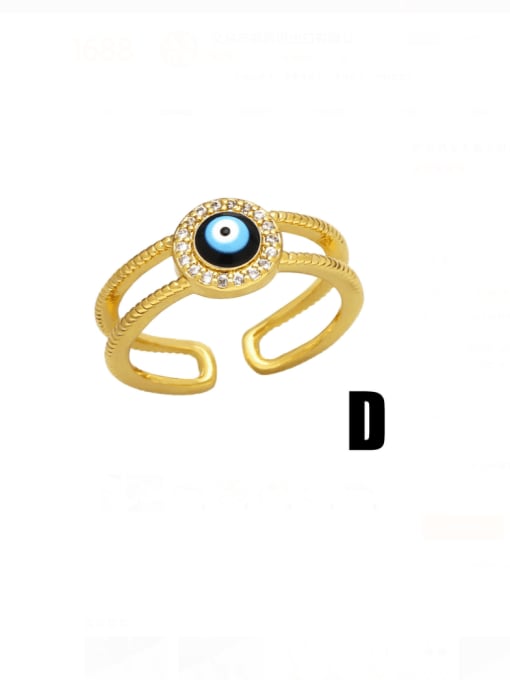 D Brass Cubic Zirconia Evil Eye Vintage Band Ring