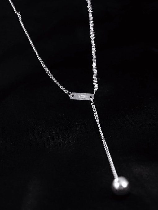 BeiFei Minimalism Silver 925 Sterling Silver Tassel Minimalist Tassel Necklace 2