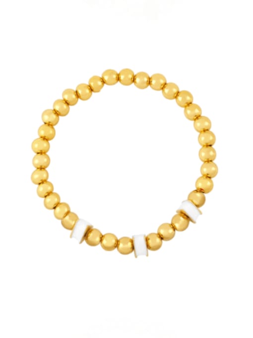 white Brass Bead Enamel Geometric Hip Hop Beaded Bracelet