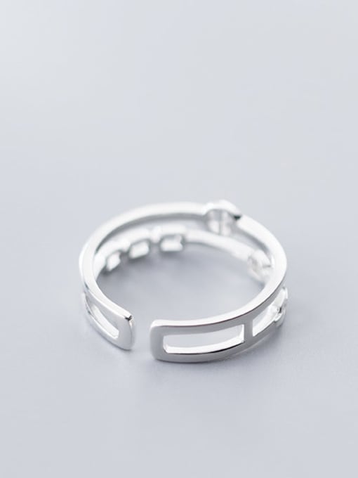 Rosh 925 Sterling Silver Hollow Geometric Minimalist Free Size Ring 2