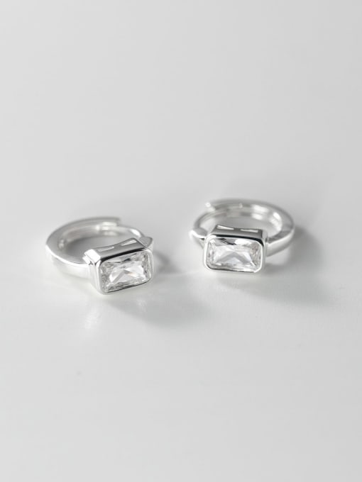 Rosh 925 Sterling Silver Glass Stone Geometric Minimalist Huggie Earring 4