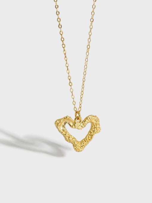 DAKA 925 Sterling SilverHollow  Heart Minimalist Necklace 0
