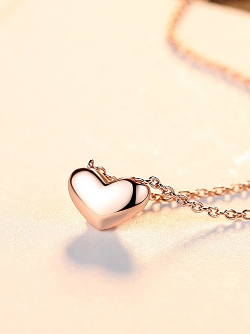 Rose gold 15g06 925 Sterling Silver Simple fashion heart pendant Necklace