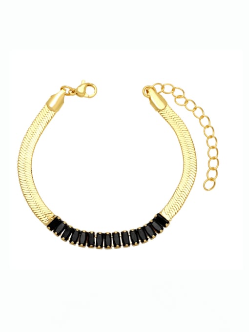 black Brass Cubic Zirconia Geometric Vintage Snake Bone Chain Bracelet