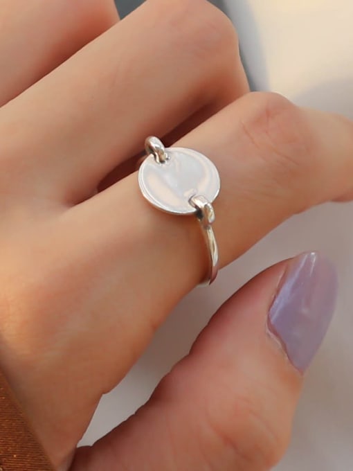 Boomer Cat 925 Sterling Silver Smooth Round Minimalist Free Size Midi Ring