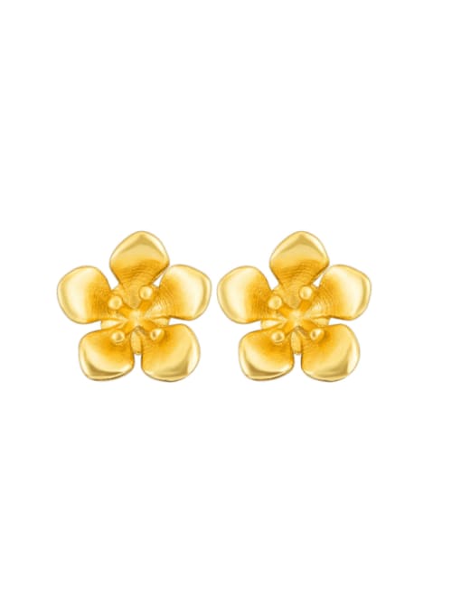 Gold stamen earrings 925 Sterling Silver Flower Vintage Stud Earring
