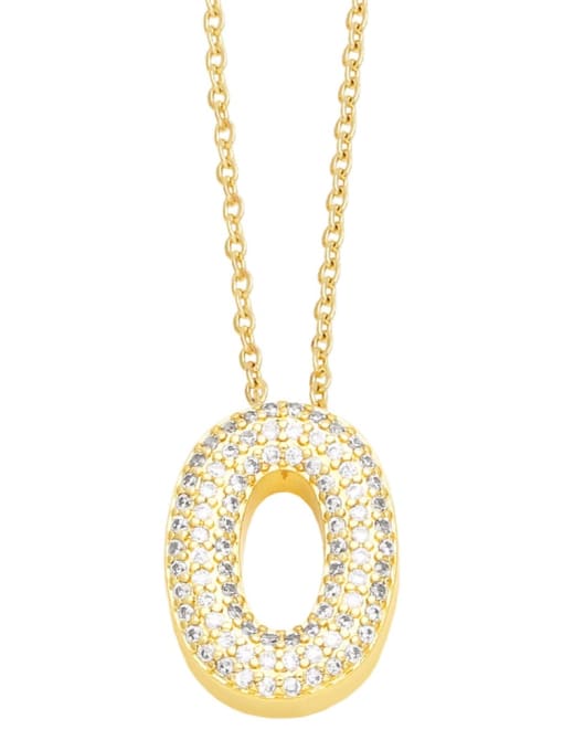O Brass Cubic Zirconia Letter Trend Necklace