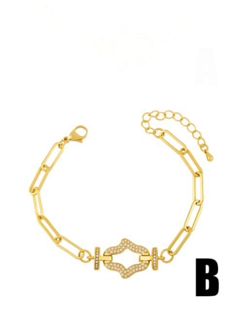 B Brass Cubic Zirconia Star Artisan Hollow Chain Bracelet