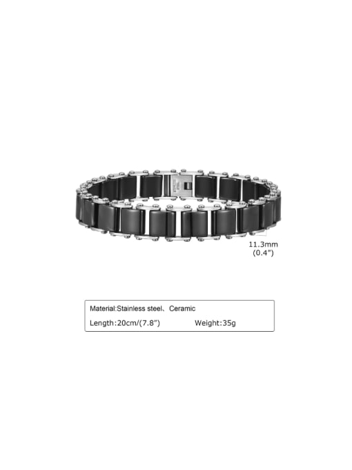 black Stainless steel Geometric Hip Hop Link Bracelet