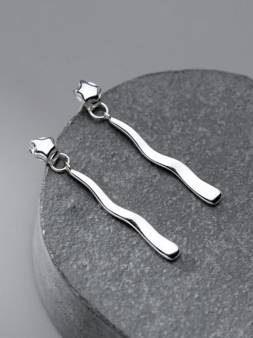 Rosh 925 Sterling Silver Geometric Tassel Minimalist Drop Earring 2