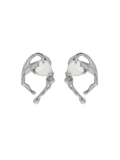 DAKA 925 Sterling Silver Cubic Zirconia Heart Vintage Stud Earring