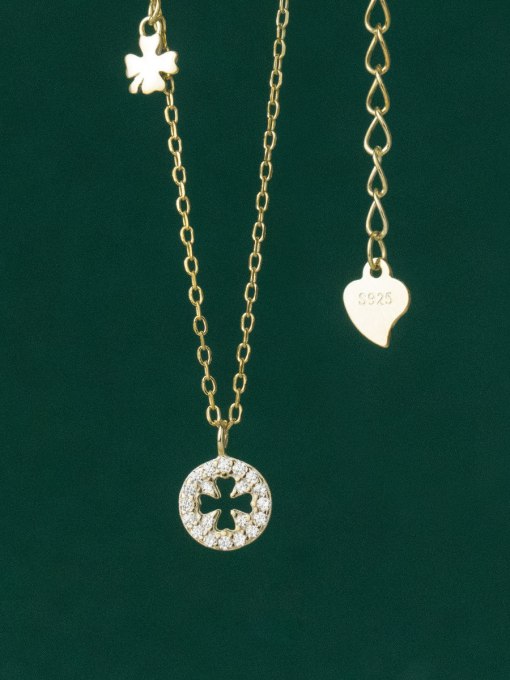 Rosh 925 Sterling Silver Cubic Zirconia Flower Minimalist Necklace