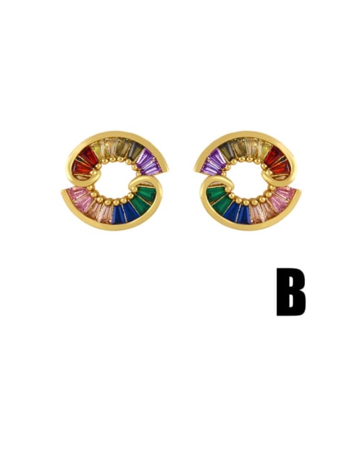 CC Brass Cubic Zirconia Geometric Minimalist Stud Earring