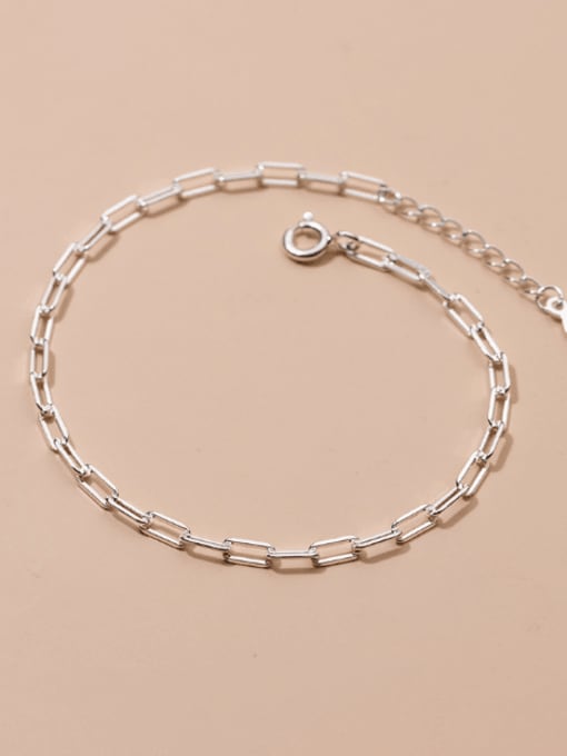 Rosh 925 Sterling Silver Hollow  Geometric  Chain Minimalist Link Bracelet
