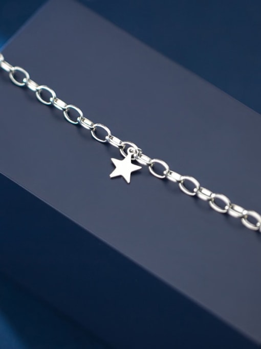 Rosh 925 Sterling Silver Star Minimalist Hollow chain Link Bracelet 3