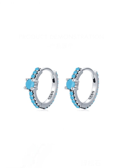 MODN 925 Sterling Silver Turquoise Geometric Minimalist Huggie Earring 0