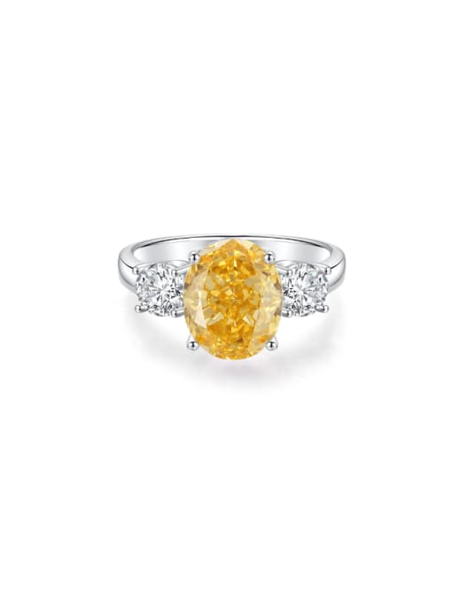 FDJZ 062 Yellow 925 Sterling Silver High Carbon Diamond Geometric Luxury Band Ring