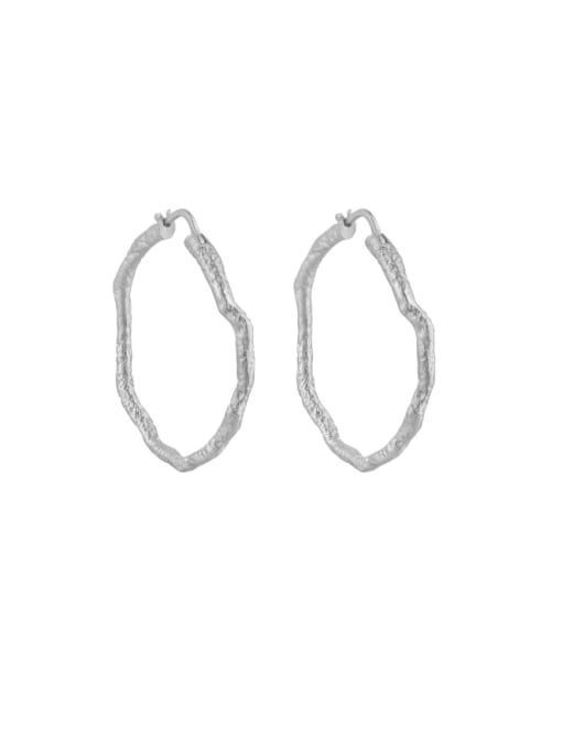 EA753 Platinum 925 Sterling Silver Geometric Minimalist Hoop Earring