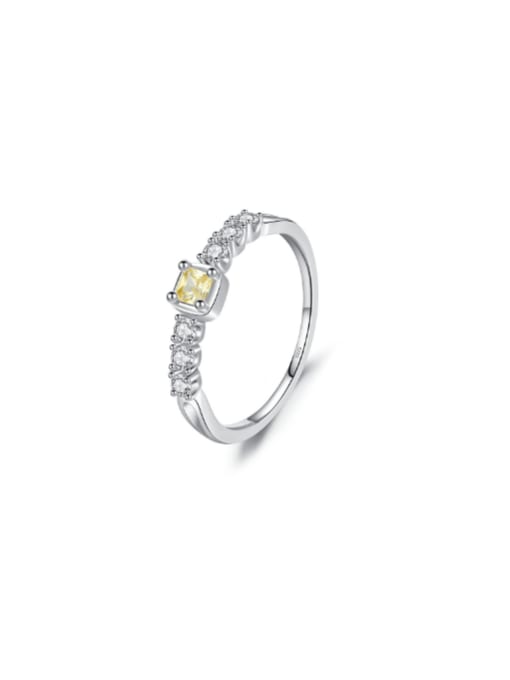 yellow 925 Sterling Silver Cubic Zirconia Geometric Dainty Band Ring