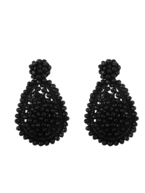 black Brass Bead Water Drop Bohemia Hand-woven Drop Earring