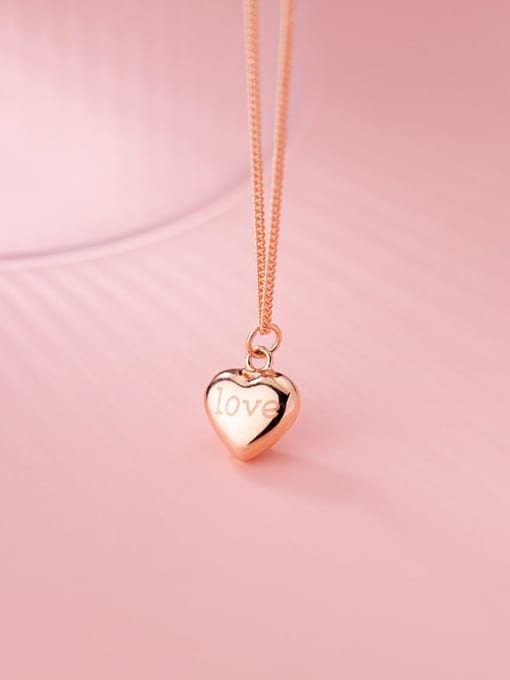 Rosh 925 Sterling Silver Smooth Heart Minimalist Necklace 2