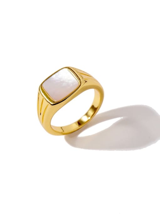 Golden white Copper Square Minimalist Band Ring