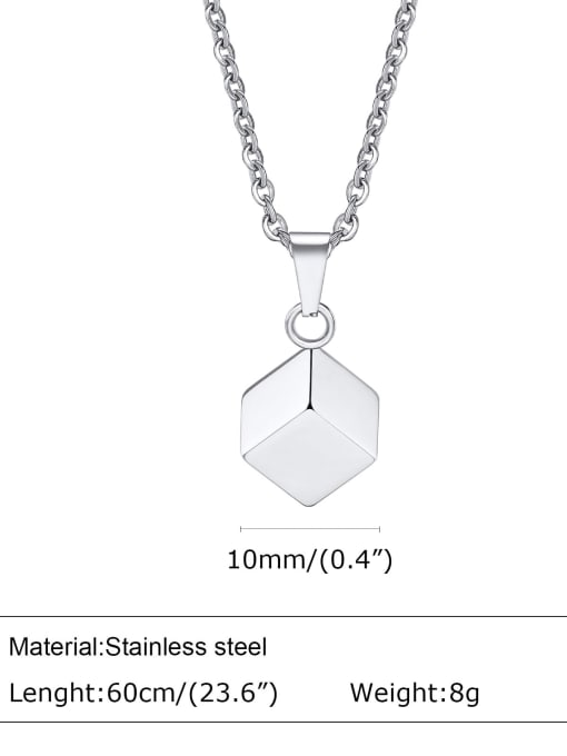 Steel pendant with chain 60cm Stainless steel Geometric Hip Hop Necklace